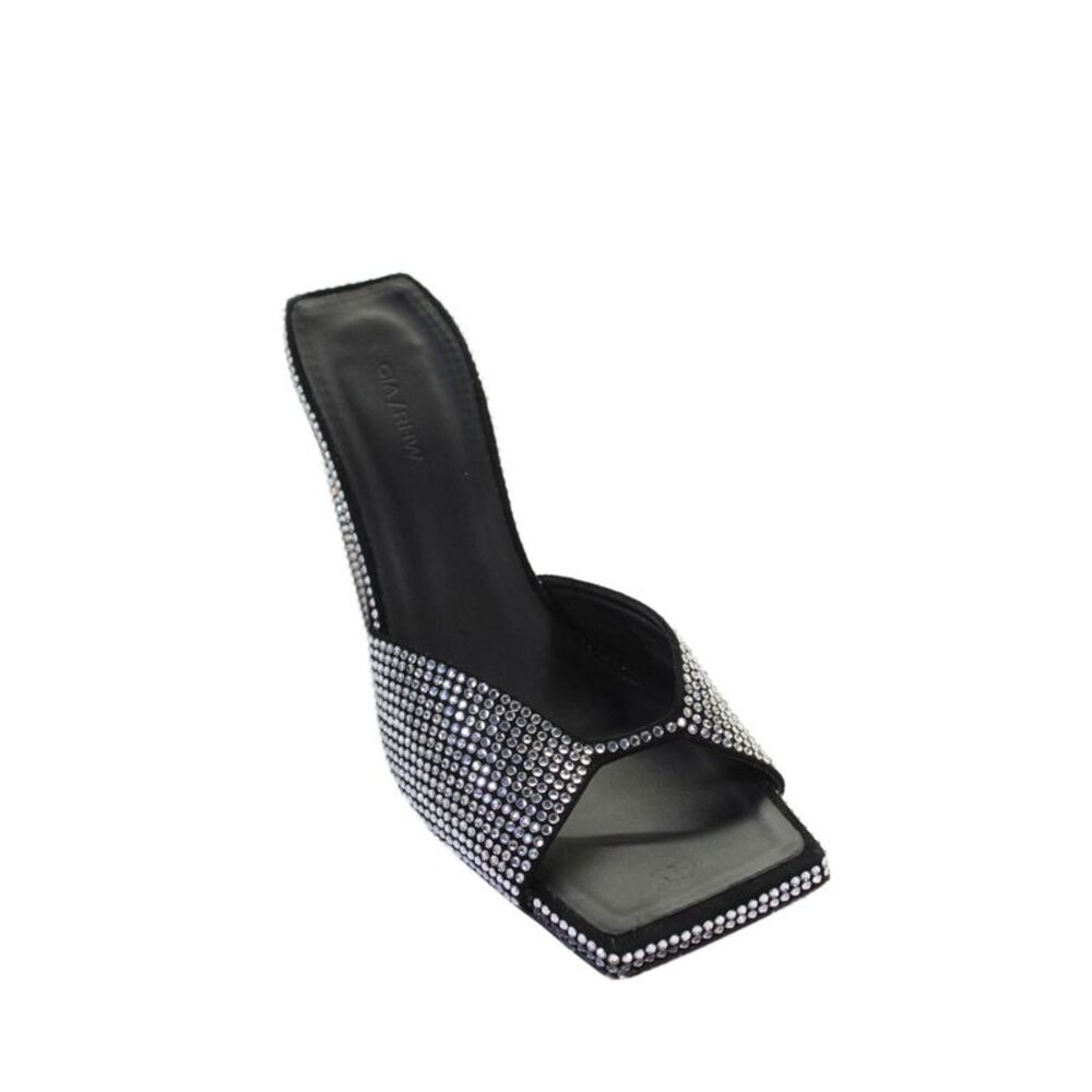Gia/rhw Womens Crystal Detail Square Toe Block Heels Shoes Black Size 7.5